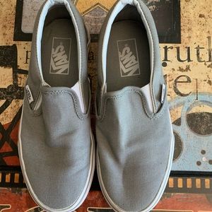 Vans classic gray slip on sneakers womens 6.5 mens 5 excellent condition